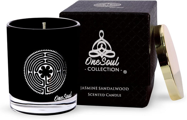 Jasmine Sandalwood Aromatherapy Candle, Earthy Scented Jar Candle, 7.6 Oz, 50 Hour Burn Time