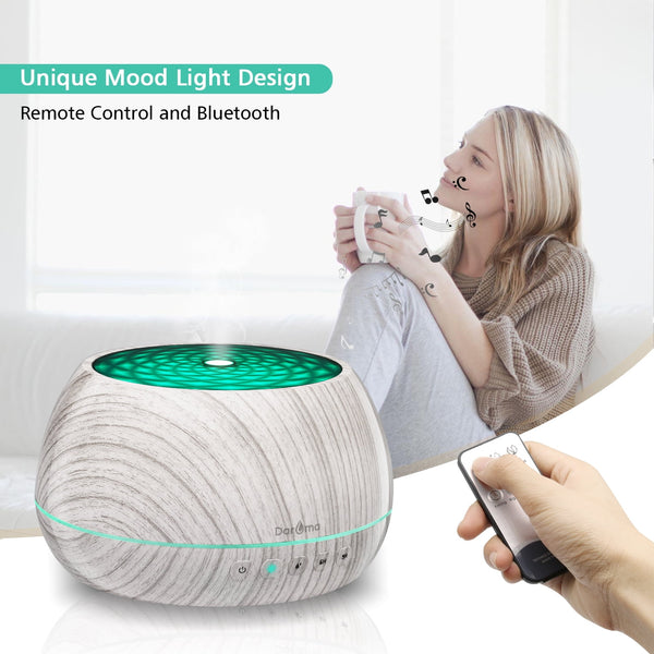 2In1 Aromatherapy Diffuser & Bluetooth Speaker, Huge Water Capacity (1000Ml) Remote Control Included 7 Color Unique Mood Lights Perfect For Yoga, Meditation or General Home Use