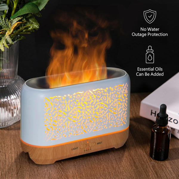 Essential Oil Diffuser Ultrasonic Classic Flame Air Diffuser 200Ml Fire Mist Timers Night Lights and Auto off Function Home Office Humidifier Aromatherapy Diffusers for Essential Oils