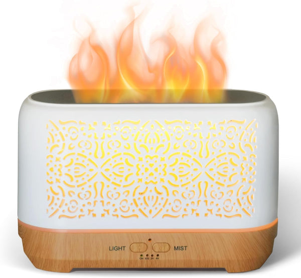 Essential Oil Diffuser Ultrasonic Classic Flame Air Diffuser 200Ml Fire Mist Timers Night Lights and Auto off Function Home Office Humidifier Aromatherapy Diffusers for Essential Oils