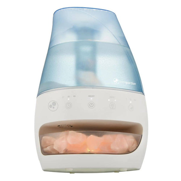  Ultrasonic Aromatherapy Diffuser and Salt Lamp for Medium Rooms & Essential Oil, Dehumidifier & Moisturizing. Blue/White, 85 Hour Runtime With 1 Gallon Capacity