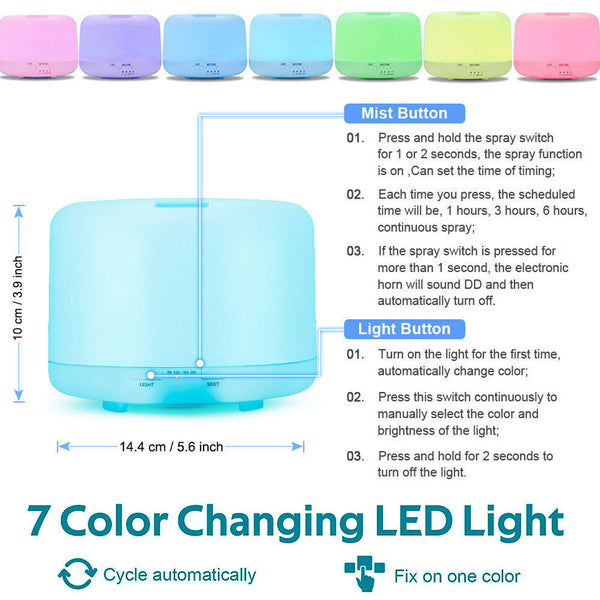 Essential Aroma Oil Diffuser for Large Room Car Ultrasonic Aromatherapy 300 Ml